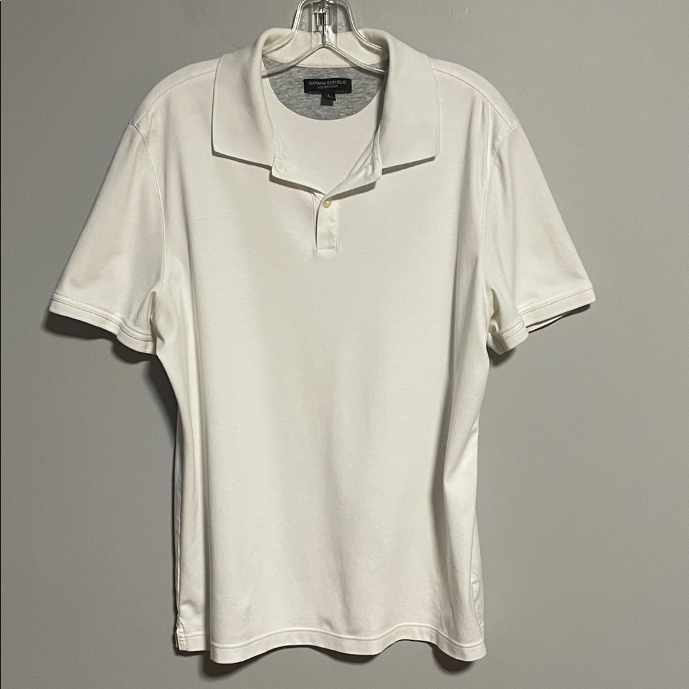 Banana Republic White Short Sleeve Polo Size Large